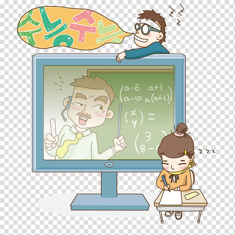 Learning Cartoon Illustration, TV Classroom transparent background PNG clipart