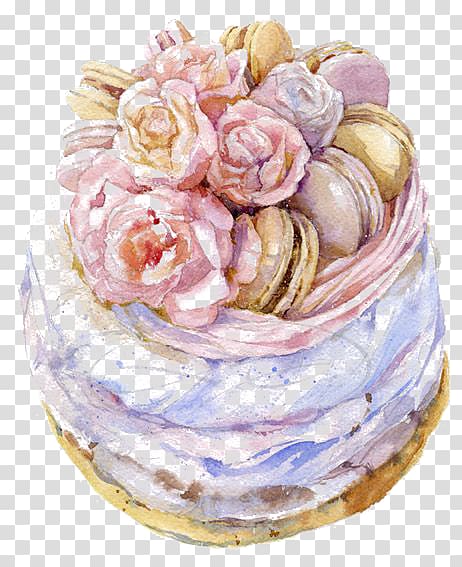 Watercolor painting Paper Art Illustration, Cartoon cream cake transparent background PNG clipart