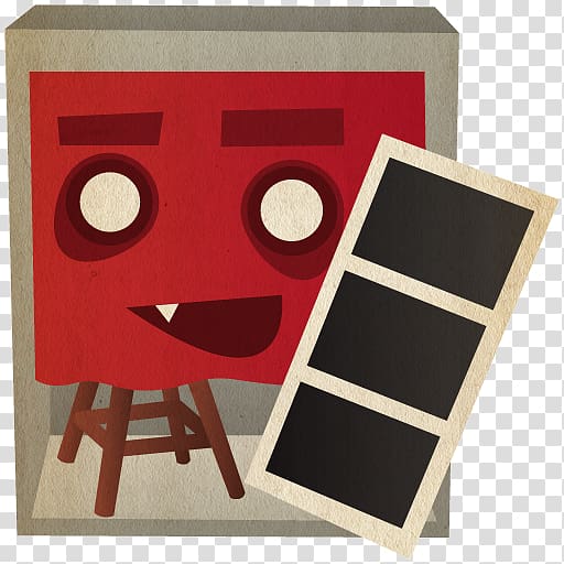 red box with face illustration, square red table, booth transparent background PNG clipart