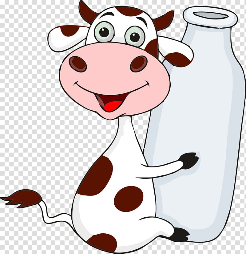 Cattle Milk bottle Cartoon, milk transparent background PNG clipart