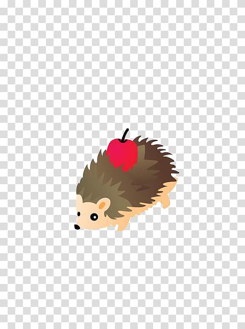 Hedgehog Cartoon Drawing, Apple hedgehog back transparent background PNG clipart