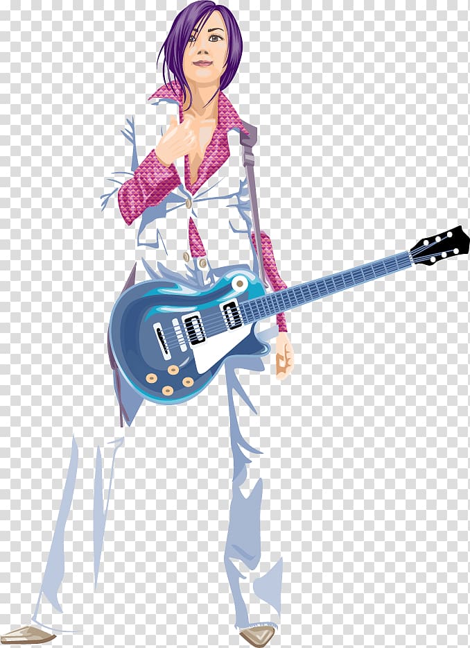 Guitarist Singer Cartoon, painted guitarist transparent background PNG clipart