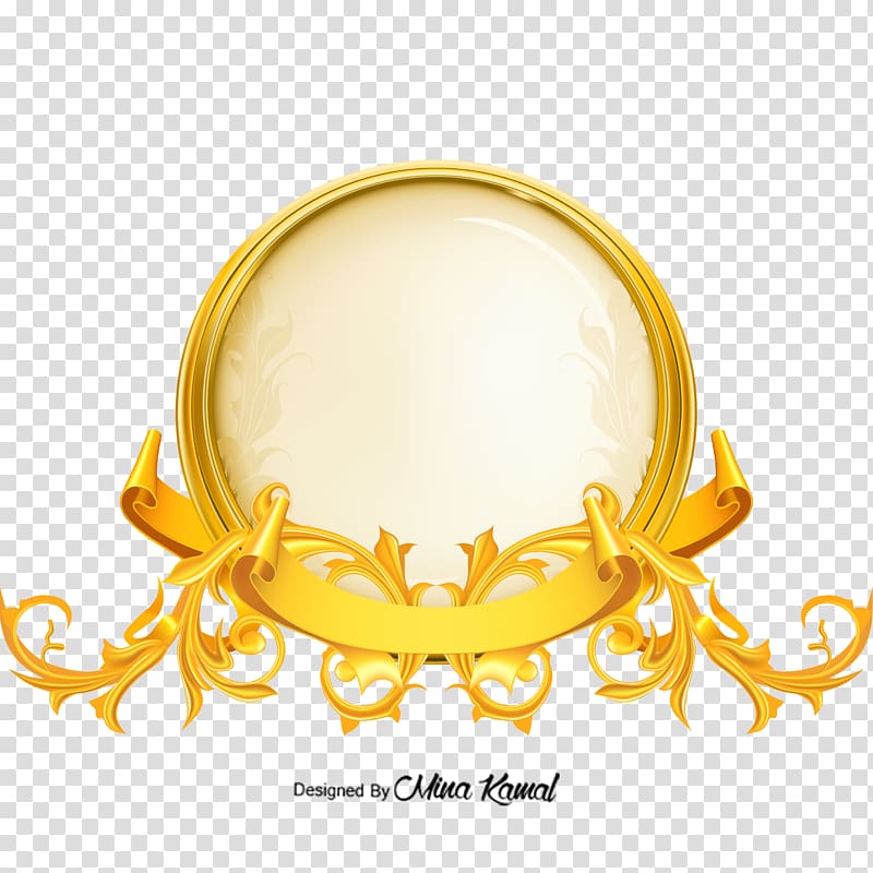 round yellow frame , Gold , gold frames transparent background PNG clipart