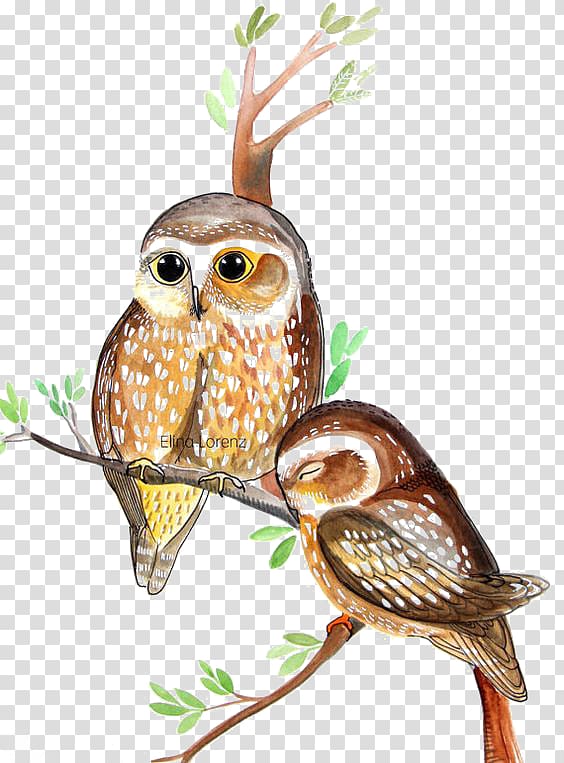 Owl Watercolor painting, Watercolor Owl transparent background PNG clipart