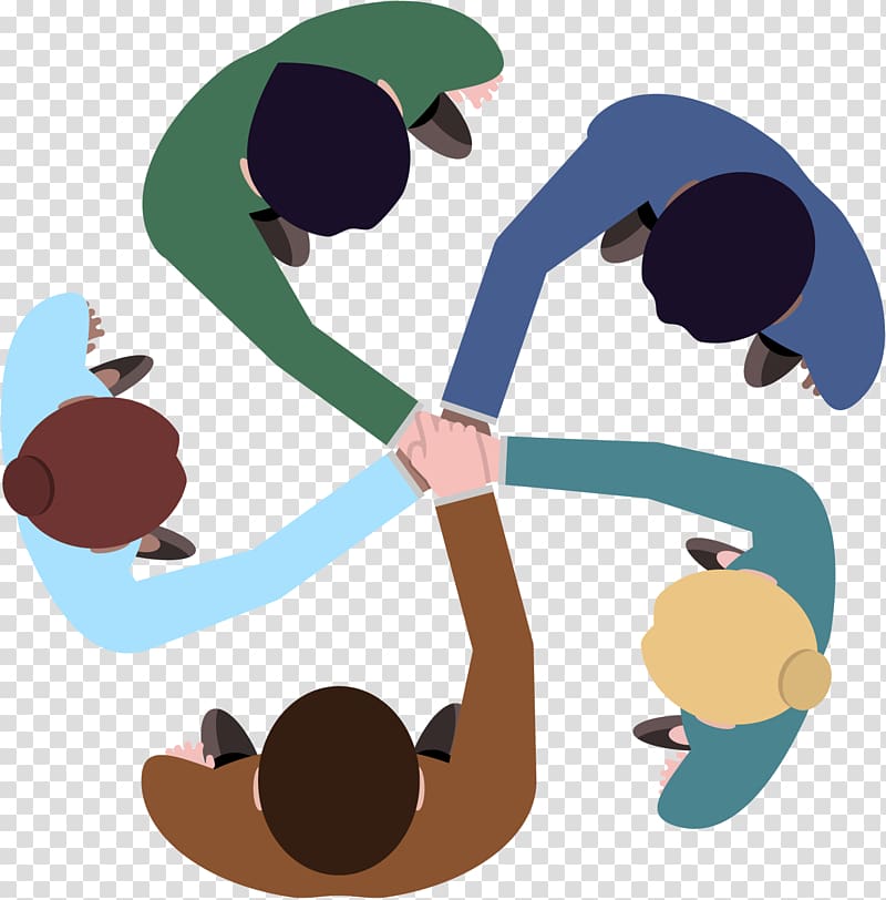 Teamwork Logo , team work, group of five people illustration transparent background PNG clipart