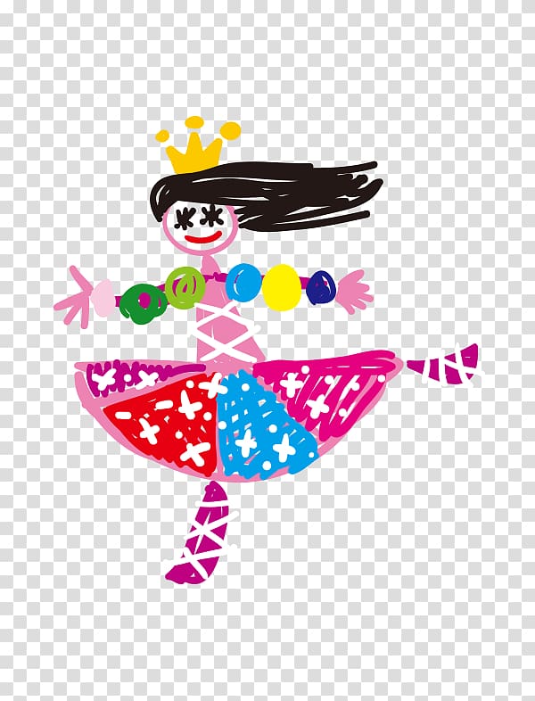 Child Painting, small hand-painted dancers transparent background PNG clipart