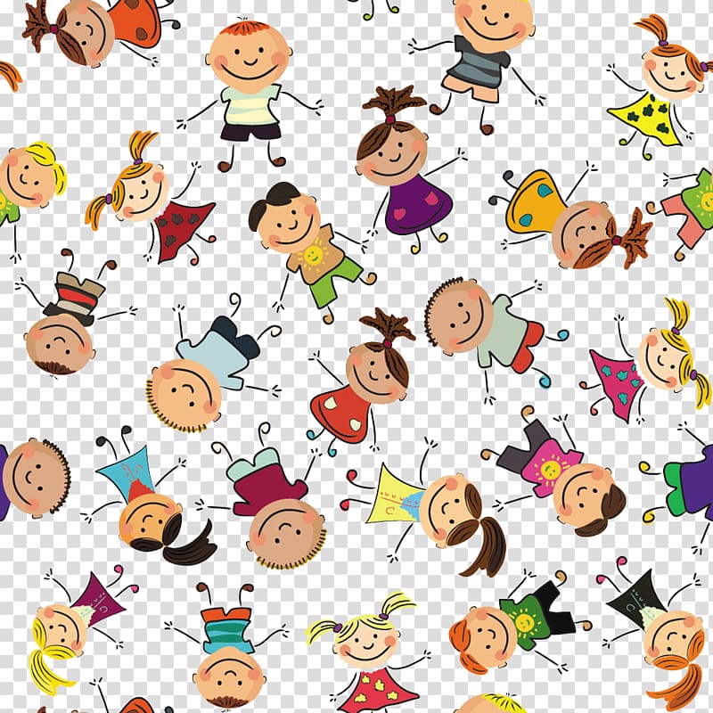 Child Drawing Pattern, Children hand in hand tile shading transparent background PNG clipart
