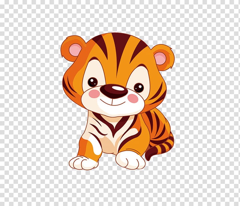 tiger cab illustration, Tiger Animation Child Animal, Cartoon tiger transparent background PNG clipart