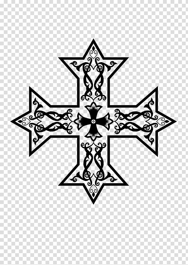 Coptic cross Christian cross variants Copts, monochrome transparent background PNG clipart