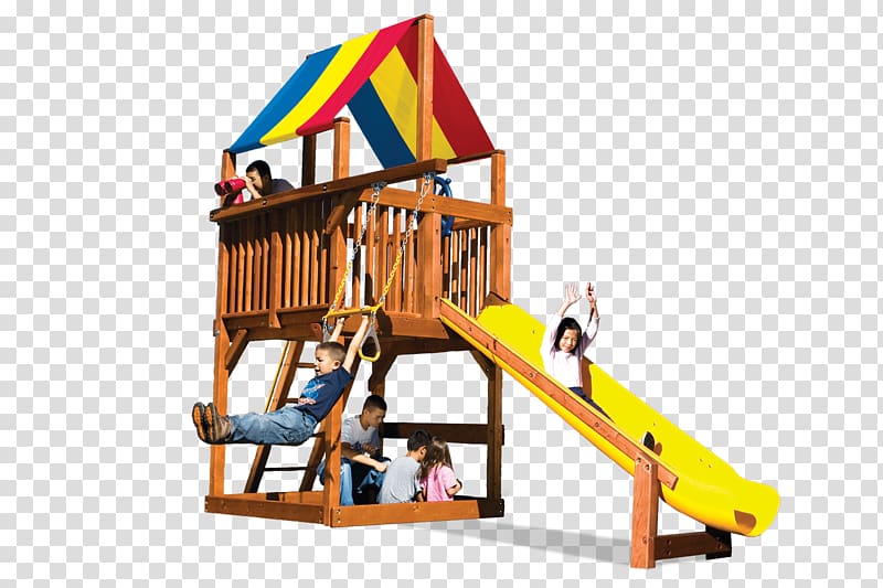 brown, yellow, and red slide and swing playset, Swing Rainbow Play Systems Outdoor playset Playground, playground transparent background PNG clipart