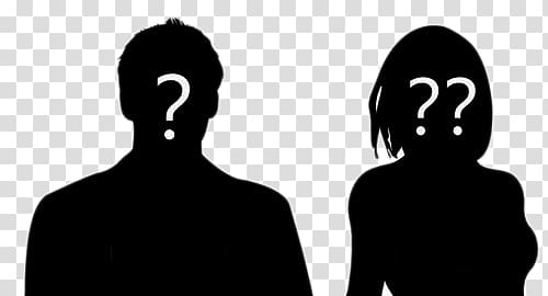 man and woman illustration, Silhouette, Men and women mysterious figure with a question mark transparent background PNG clipart
