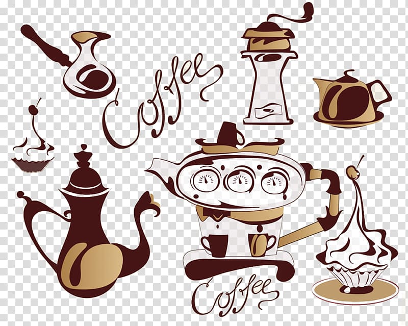 Coffee bean Cappuccino Cafe , Coffee decoration material transparent background PNG clipart