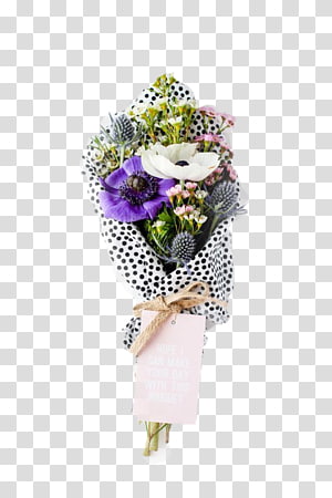 Download Mixed Flowers Bouquet Wrapped in Paper Transparent