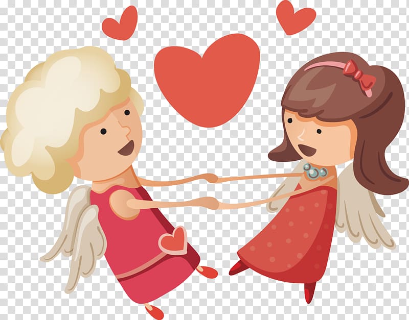 Cupid Heart Love, angel transparent background PNG clipart