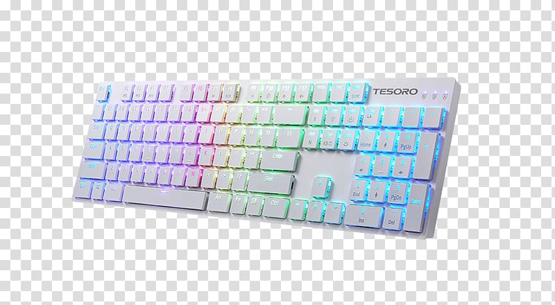 Computer keyboard Tesoro Gram Spectrum Low Profile G11SFL Blue Mechanical Switch Single Individual RGB color model TESORO Gaming Red, 20180112 transparent background PNG clipart
