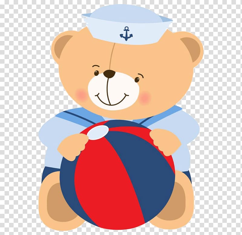 bear holding ball illustration, Sailor Bear Teddy bear , baby transparent background PNG clipart