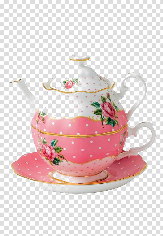 Tea set Bone china Teapot Pink, Afternoon Tea transparent background PNG clipart