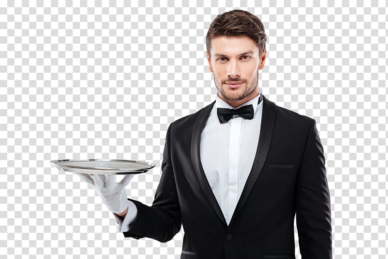 man holding silver plate, Butler Tray Silver , waiter transparent background PNG clipart