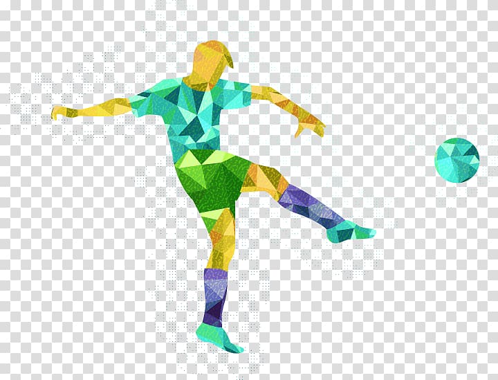 soccer player illustration, Sport Geometry Football player, painted footballer transparent background PNG clipart