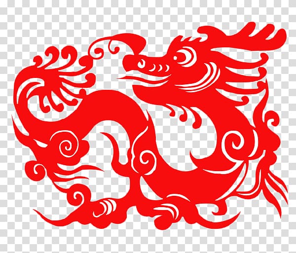 Chinese New Year Papercutting Chinese paper cutting Chinese dragon, Dragon paper-cut transparent background PNG clipart
