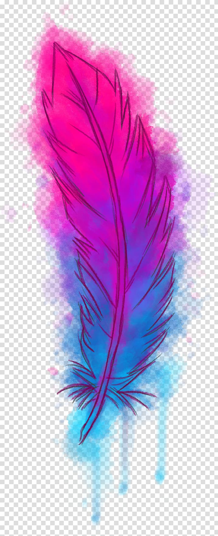 maroon and blue feather , Feather Drawing Sticker Watercolor painting, Watercolour transparent background PNG clipart