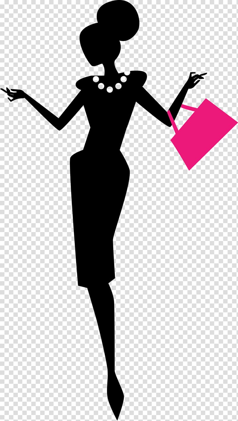 silhouette of woman carrying pink bag illustration, Fashion show Model Woman, fashion transparent background PNG clipart