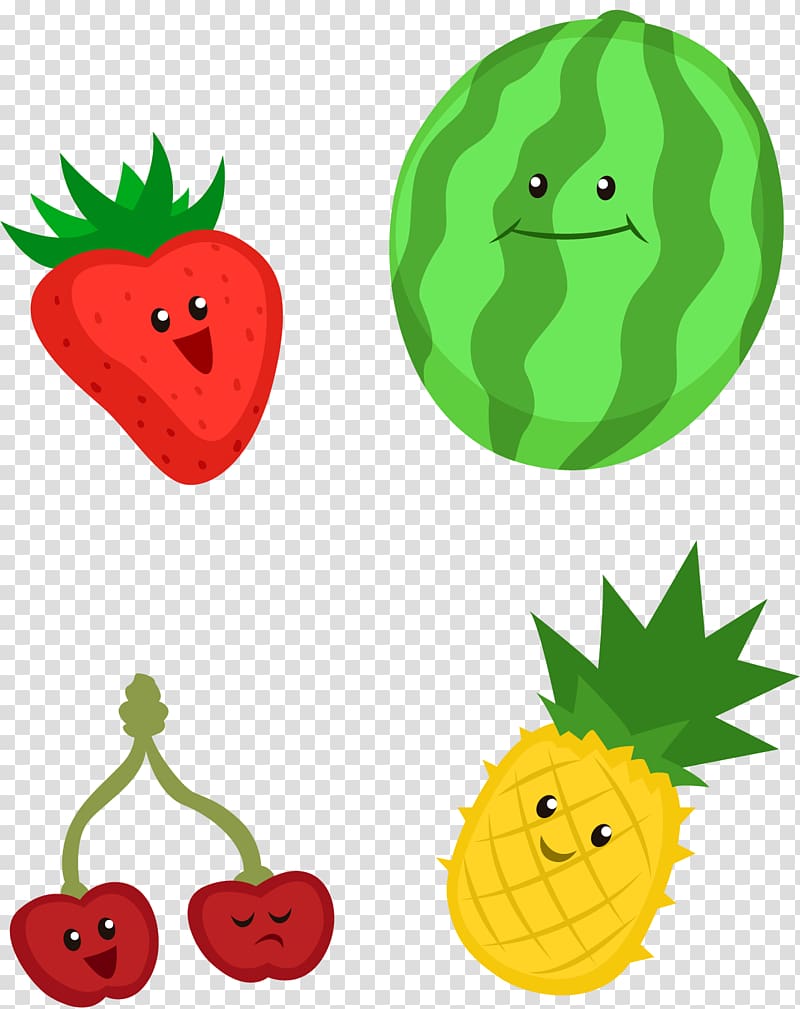 Auglis Fruit Cartoon, Strawberry Pineapple elements transparent background PNG clipart