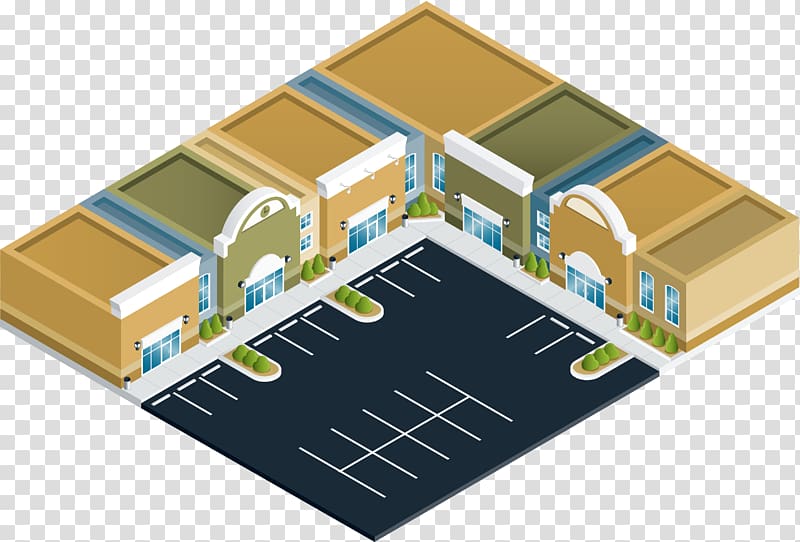 Shopping Centre Strip mall Retail , isometric business element transparent background PNG clipart