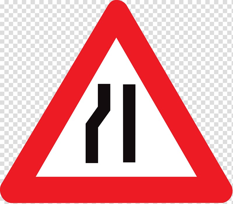 Traffic sign Bottleneck Warning sign Car, Traffic Signs transparent background PNG clipart