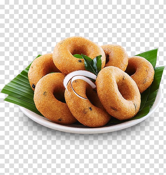 doughnuts on white ceramic plate, Dal Vegetarian cuisine Atta flour Dhokla Sambar, curry transparent background PNG clipart
