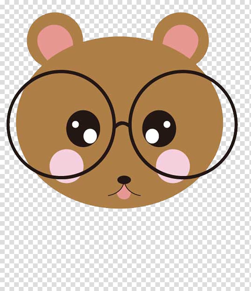 Bear Cartoon Cuteness Illustration, Bear with glasses transparent background PNG clipart