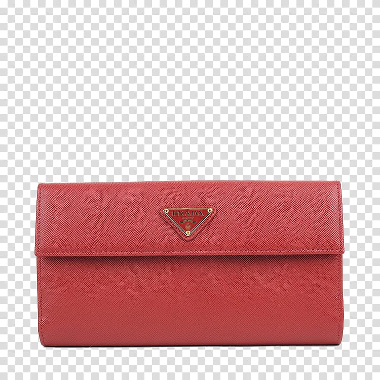 Handbag Leather Wallet Coin purse, Ms. PRADA / Prada red leather long wallet transparent background PNG clipart