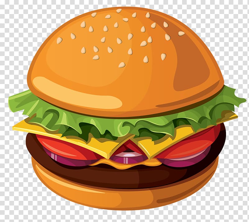 Hamburger Fast food Cheeseburger Breakfast French fries, Orange Hamburger transparent background PNG clipart