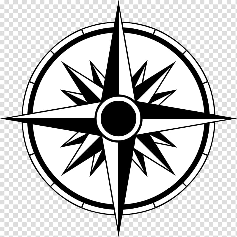 Round Black And White Logo Nautical Star Tattoo Compass Rose