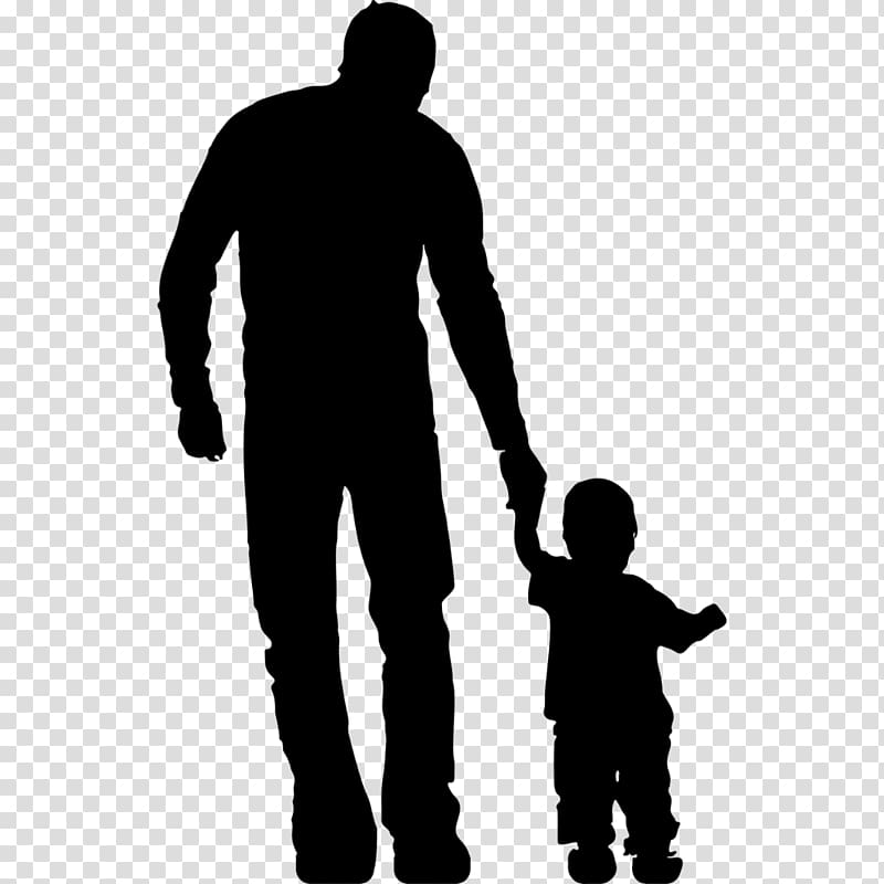 silhouette of man and toddler, Father Family Child , daughter transparent background PNG clipart