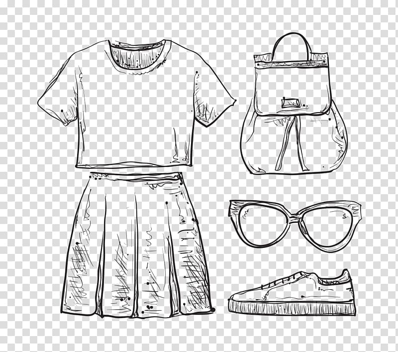 Drawing Clothing Dress , Clothes backpack sketch pattern transparent background PNG clipart