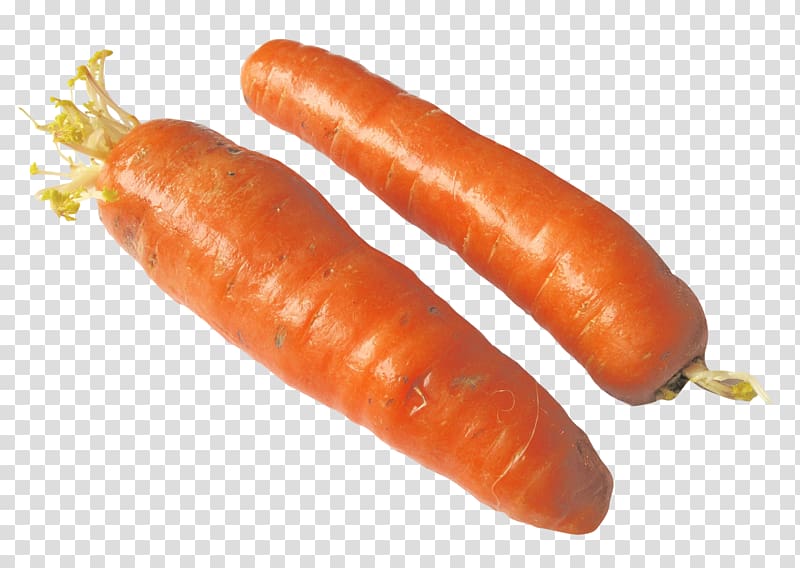 Bratwurst Thuringian sausage Baby carrot Knackwurst, Carrots Half transparent background PNG clipart