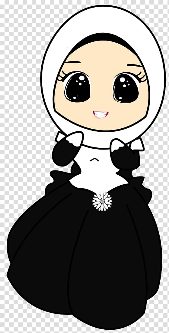 animated woman in white and black dress art, Qur\'an Muslim Girl Hijab Islam, Islam transparent background PNG clipart