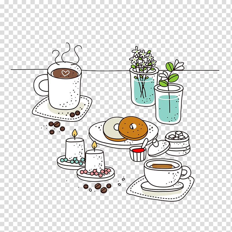 Coffee and doughnuts Coffee and doughnuts Cafe Coffee cup, Illustration Coffee Shop transparent background PNG clipart