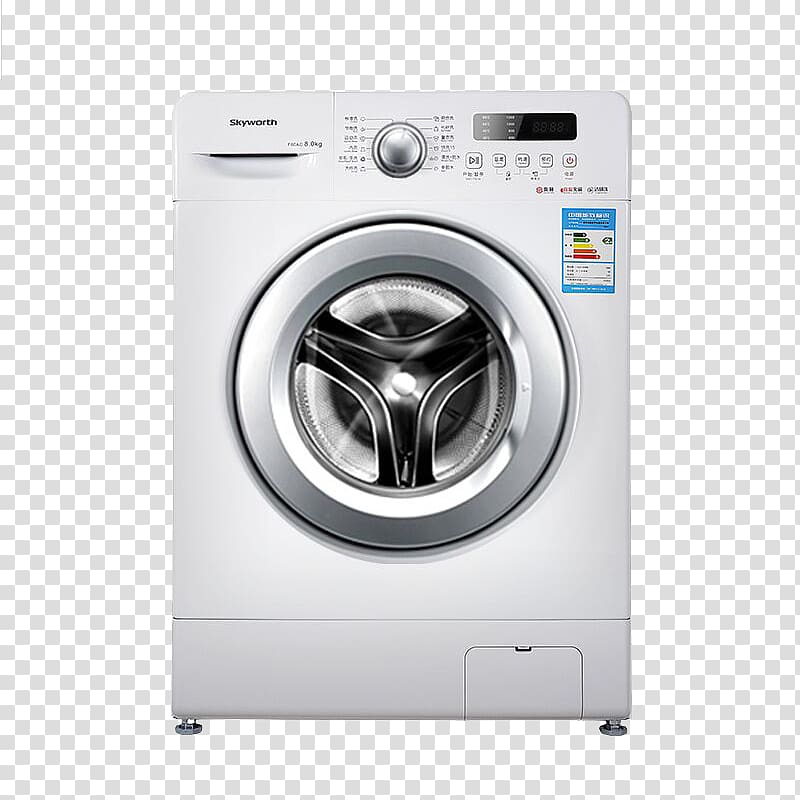 Washing machine Laundry Home appliance Cleanliness, Skyworth drum washing machine transparent background PNG clipart