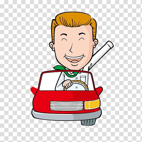 Car , Cartoon character driving transparent background PNG clipart