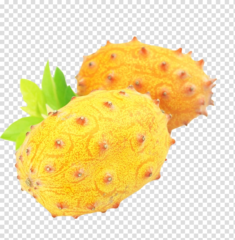 Horned melon Cucumber Fruit, A happy Horned melon transparent background PNG clipart
