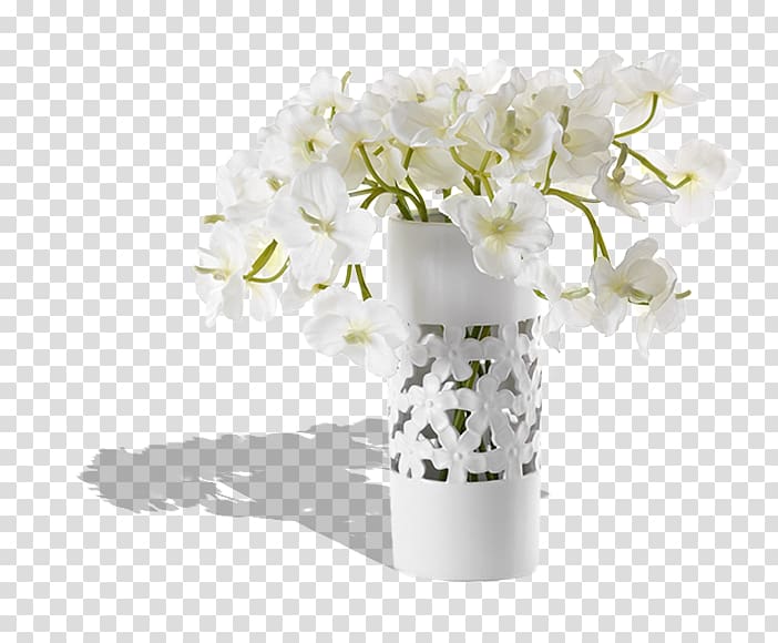 white faux flowers in white vase illustration, Floral design Vase Flower bouquet Jin Jun Mei tea, vase transparent background PNG clipart