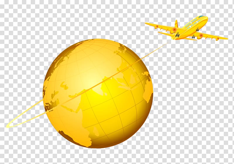 Airplane Euclidean , Golden Earth three-dimensional transparent background PNG clipart