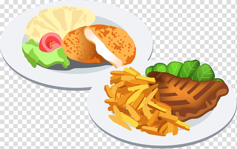 illustration of dishes, Fast food Dish , Food steak fries material transparent background PNG clipart