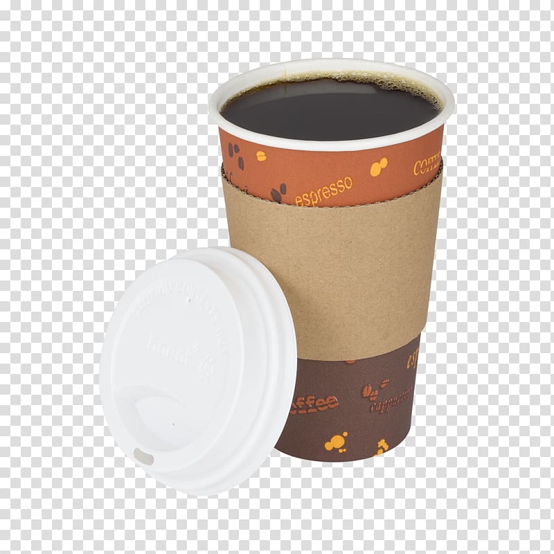Coffee cup sleeve Paper cup, Coffee transparent background PNG clipart