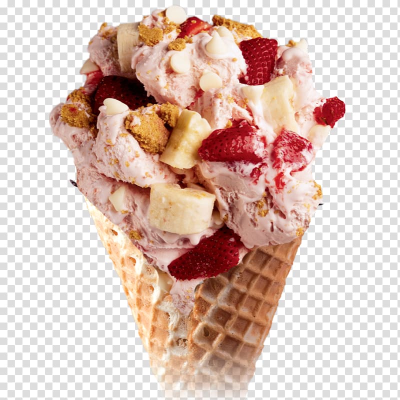 Sundae Ice Cream Cones Belgian waffle Cold Stone Creamery, Banana cream transparent background PNG clipart