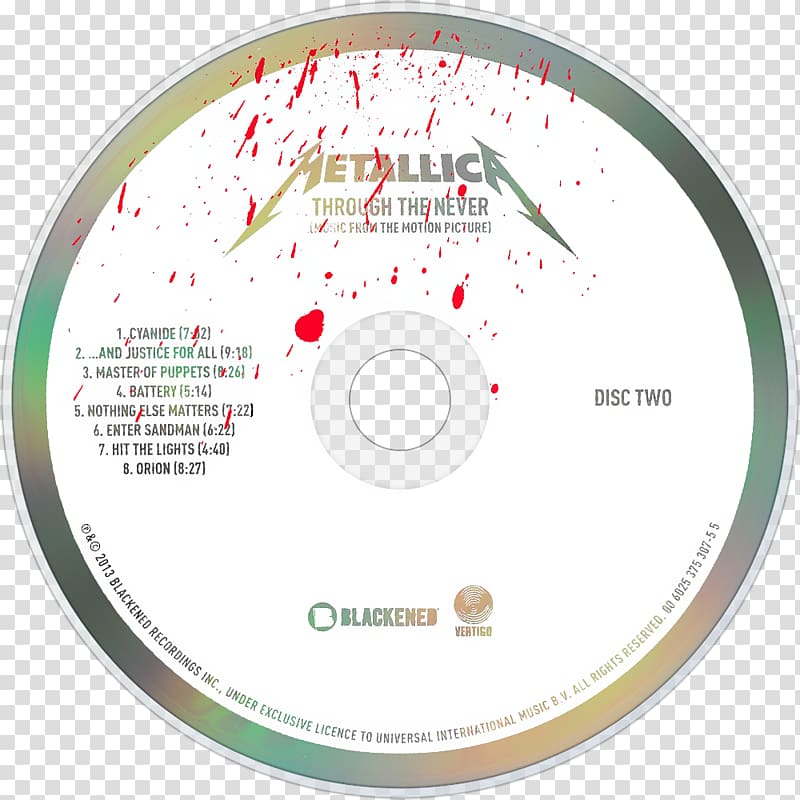 Compact disc Metallica: Through the Never Death Magnetic Creeping Death, Metallica transparent background PNG clipart