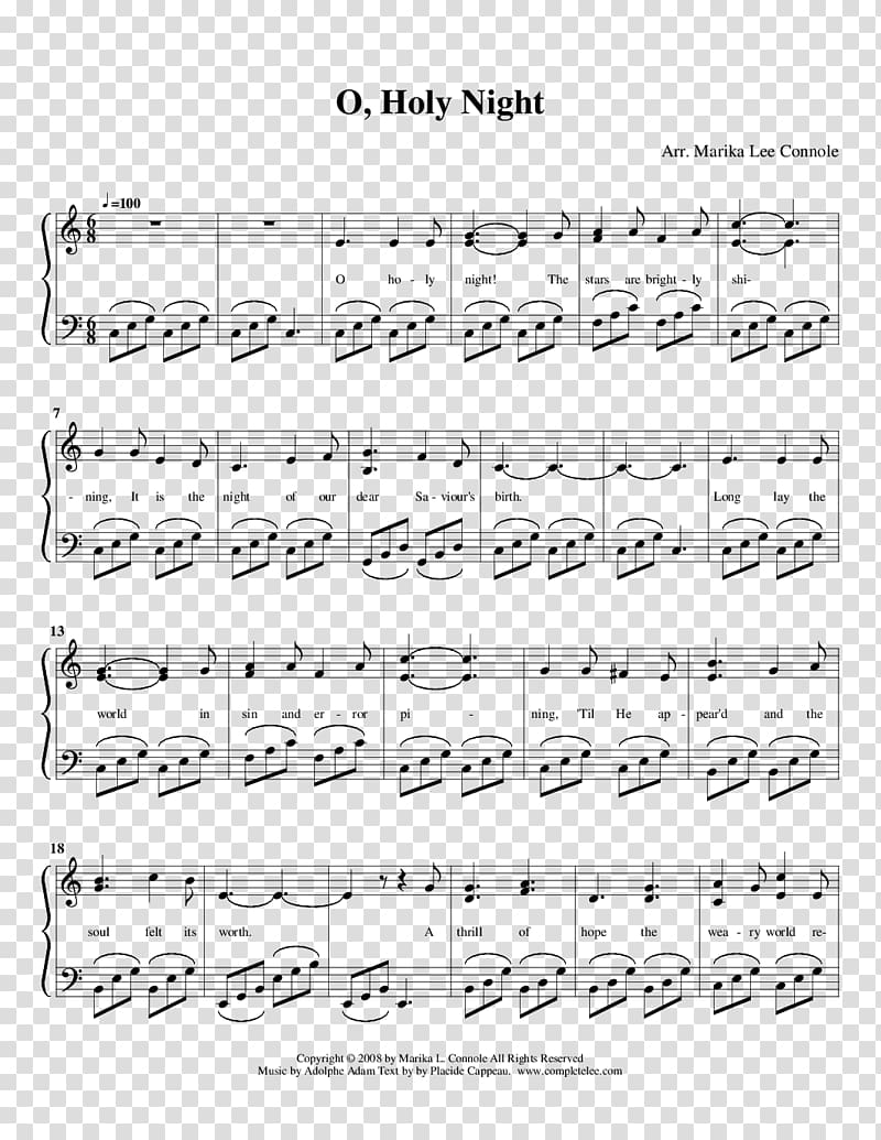 Sheet Music Vocal music Song O Holy Night, sheet music transparent background PNG clipart