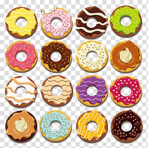 assorted donuts illustration, Drawing Euclidean Illustration, Donuts transparent background PNG clipart